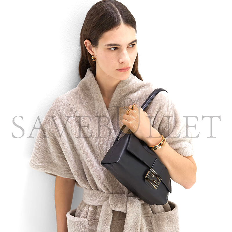 FENDI MAMMA BAGUETTE MEDIUM BLACK NAPPA LEATHER BAG 8BR833AQ0DF0KUR (26.5*18*8.5cm)